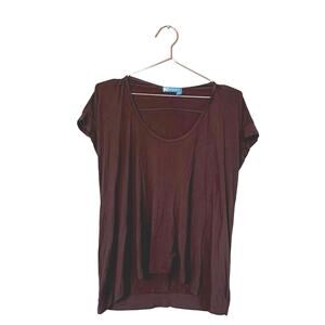 Fresh produce Brown Short Sleeve Oversized Blouse - Size XS